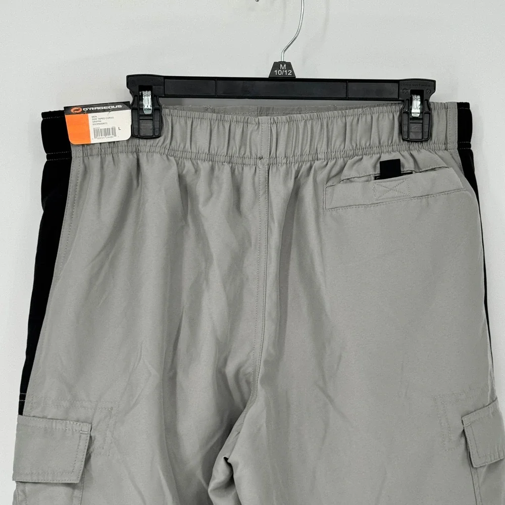 Men's Gray Cargo Swim Shorts with Black Accents NWT